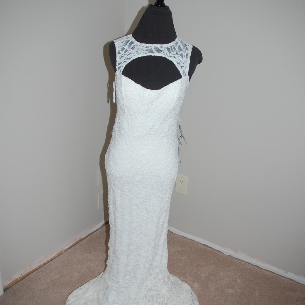 NWT ivory lace prom pageant wedding dress Jr 5/6